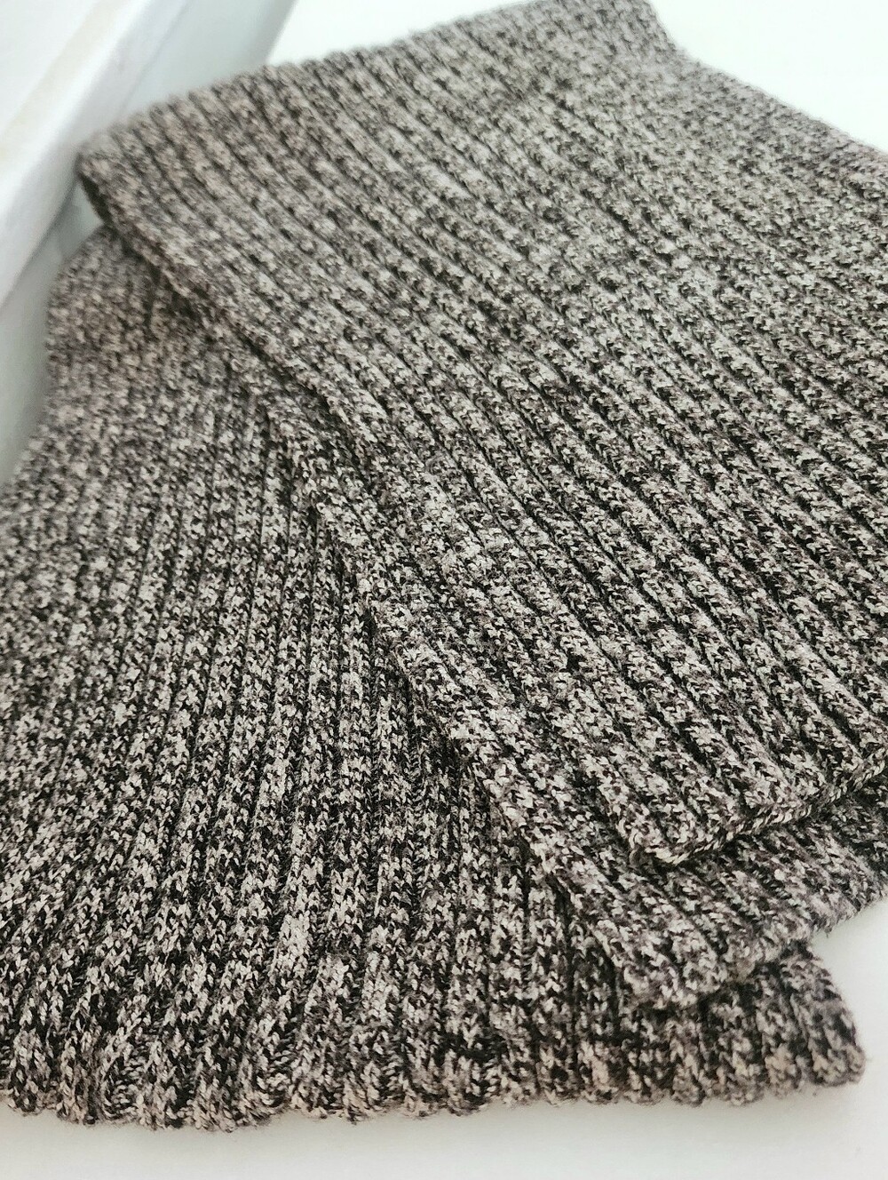 Ribbed Knit Scarf in Charcoal Gray - Picture 3 of 4